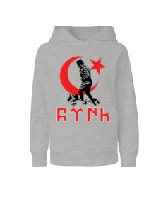 Atatürk baskılı erkek Çocuk Unisex Hoodie Kapüşonlu