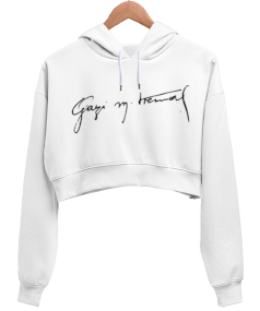 ATATÜRK BASKILI Kadın Crop Hoodie Kapüşonlu Sweatshirt