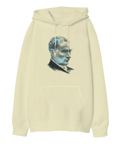 Atatürk Baskılı Oversize Unisex Kapüşonlu Sweatshirt