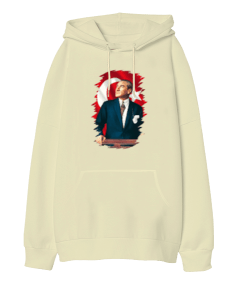 Atatürk Baskılı Oversize Unisex Kapüşonlu Sweatshirt