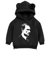 Atatürk Baskılı Siyah Unisex Çocuk Ayı Hoodie Kapşonlu - Thumbnail