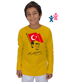 Atatürk, Bayrak ve İmzası Çocuk Unisex Uzunkollu