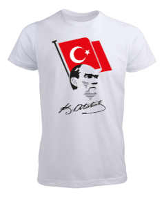 Atatürk, Bayrak ve İmzası Erkek Tişört