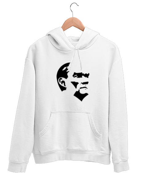 Tisho - Atatürk Beyaz Unisex Kapşonlu Sweatshirt