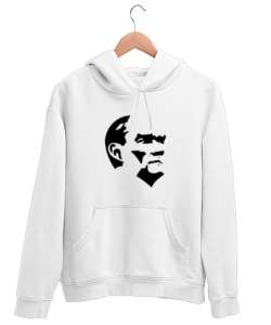 Atatürk Beyaz Unisex Kapşonlu Sweatshirt