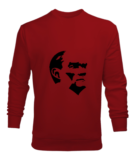 Tisho - Atatürk görselli Kırmızı Erkek Sweatshirt