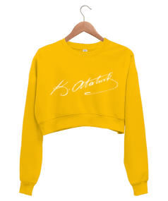 ATATÜRK İMZA Kadın Crop Sweatshirt