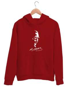 Atatürk İmza Kırmızı Unisex Kapşonlu Sweatshirt