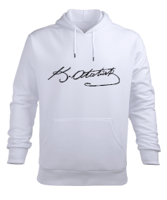 Atatürk imzalı Erkek Kapüşonlu Hoodie Sweatshirt