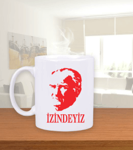 Atatürk İzindeyiz Tek Taraflı Beyaz Kupa Bardak