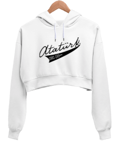 ATATÜRK Kadın Crop Hoodie Kapüşonlu Sweatshirt