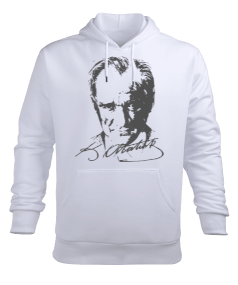 Atatürk Resimli Erkek Kapüşonlu Hoodie Sweatshirt