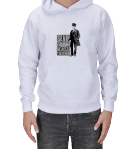 Atatürk Resimli Sweatshirt Erkek Kapşonlu