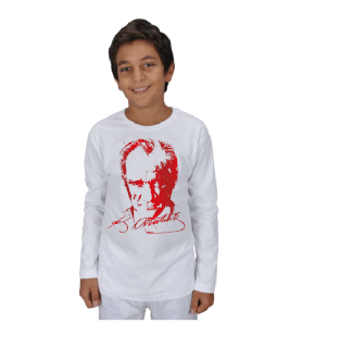 ATATÜRK RESMİ KAPLAMA TİŞÖRT Çocuk Unisex Uzunkollu