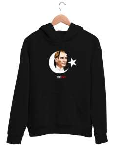 Atatürk Siyah Unisex Kapşonlu Sweatshirt