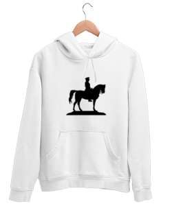 Atatürk Türk ve Türkçülük Özel Tasarım Beyaz Unisex Kapşonlu Sweatshirt