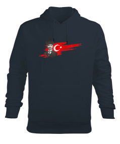 Atatürk Türkiye Baskılı Füme Erkek Kapüşonlu Hoodie Sweatshirt