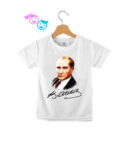 Atatürk ve İmzası Blu V1 Beyaz Çocuk Unisex