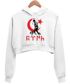 Atatürk Ve Türk Kadın Crop Hoodie Kapüşonlu Sweatshirt