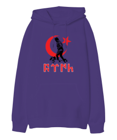 Atatürk Ve Türk Oversize Unisex Kapüşonlu Sweatshirt