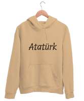 Atatürk yazılı Camel Unisex Kapşonlu Sweatshirt - Thumbnail