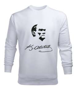 Atatürk,Türkiye. Beyaz Erkek Sweatshirt