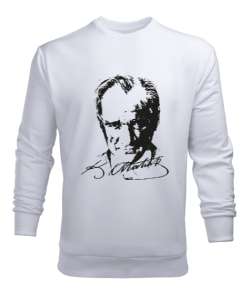 Atatürk,Türkiye. Beyaz Erkek Sweatshirt