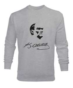 Atatürk,Türkiye. Gri Erkek Sweatshirt