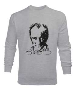 Atatürk,Türkiye. Gri Erkek Sweatshirt