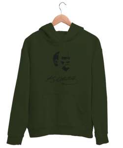 Atatürk,Türkiye. Haki Yeşili Unisex Kapşonlu Sweatshirt