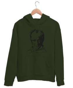 Atatürk,Türkiye. Haki Yeşili Unisex Kapşonlu Sweatshirt