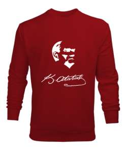 Atatürk,Türkiye. Kırmızı Erkek Sweatshirt