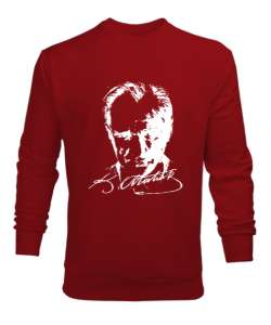 Atatürk,Türkiye. Kırmızı Erkek Sweatshirt