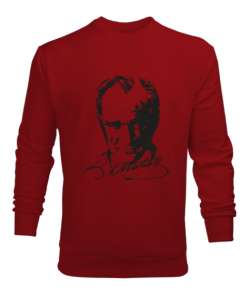 Atatürk,Türkiye. Kırmızı Erkek Sweatshirt