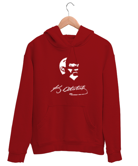 Tisho - Atatürk,Türkiye. Kırmızı Unisex Kapşonlu Sweatshirt