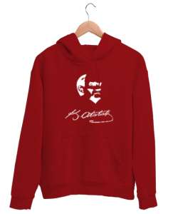 Atatürk,Türkiye. Kırmızı Unisex Kapşonlu Sweatshirt