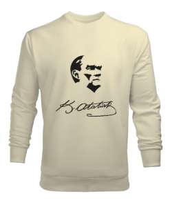 Atatürk,Türkiye. Krem Erkek Sweatshirt