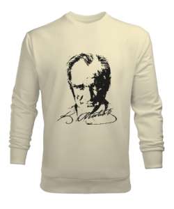 Atatürk,Türkiye. Krem Erkek Sweatshirt