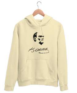 Atatürk,Türkiye. Krem Unisex Kapşonlu Sweatshirt