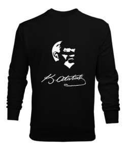 Atatürk,Türkiye. Siyah Erkek Sweatshirt