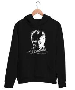 Atatürk,Türkiye. Siyah Unisex Kapşonlu Sweatshirt