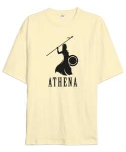 Athena - Mitolojik Savaşçı Krem Oversize Unisex Tişört