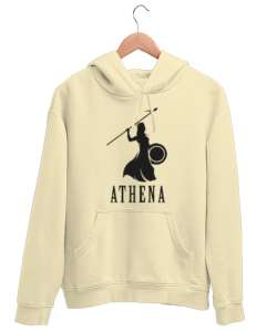 Athena - Mitolojik Savaşçı Krem Unisex Kapşonlu Sweatshirt