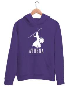 Athena - Mitolojik Savaşçı Mor Unisex Kapşonlu Sweatshirt