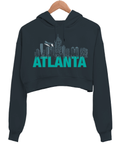 Atlanta Kadın Crop Hoodie Kapüşonlu Sweatshirt