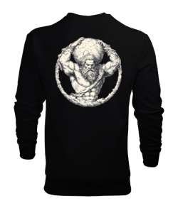 Atlas Dünyayı Taşıyan Titan Siyah Erkek Sweatshirt