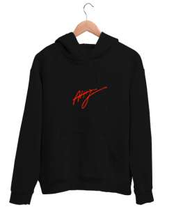 ATSIZ imzası Siyah Unisex Kapşonlu Sweatshirt