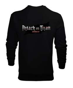 Attack on Titan baskılı Siyah Erkek Sweatshirt