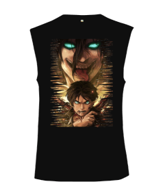 Attack on Titan Eren Yeager Tasarım Baskılı Kesik Kol Unisex Tişört