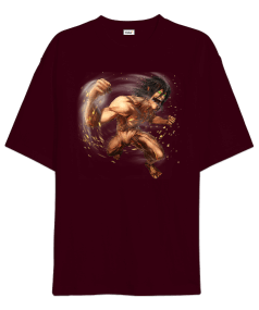 Attack on Titan Eren Yeager Tasarım Baskılı Oversize Unisex Tişört